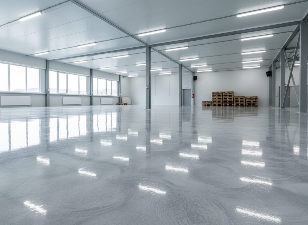 Dust-free mirror finish polished concrete architectural flooring India