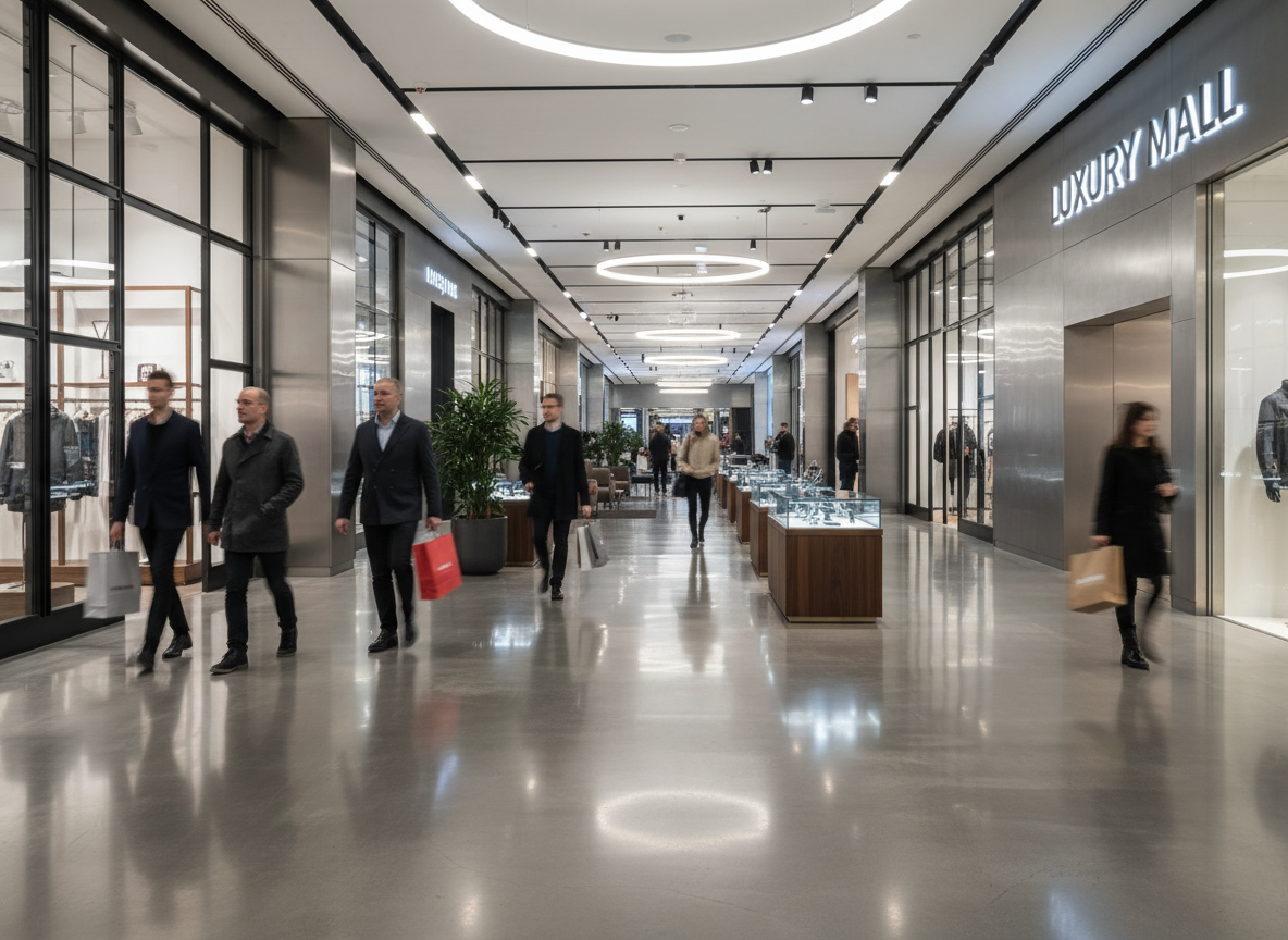 Retail outlet polished concrete floor with R Cure Formula lithium silicate densifier India